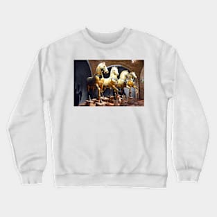 The Triumphal Quadriga of Horses sculpture in St Mark's Basilica, Venice Italy. Crewneck Sweatshirt